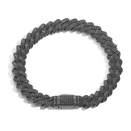 10mm Iced Out Diamond-Cut Cuban Link Bracelet – Black Gold Finish