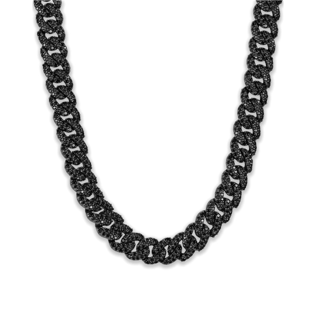 10mm Iced Out Diamond-Cut Cuban Link Chain – Black Gold Finish