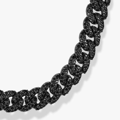 10mm Iced Out Diamond-Cut Cuban Link Chain – Black Gold Finish