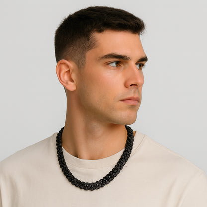 10mm Iced Out Diamond-Cut Cuban Link Chain – Black Gold Finish