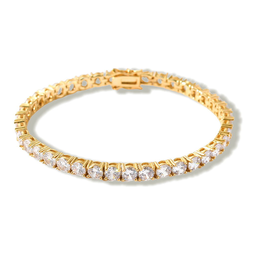 4mm Tennis Bracelet – 14K Gold Finish
