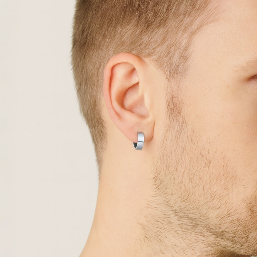 Sterling Silver Hoop Earrings – Rhodium Finish