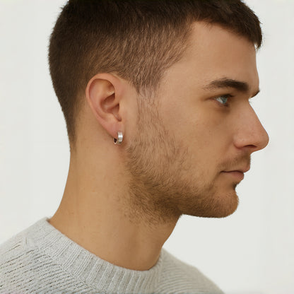 Sterling Silver Hoop Earrings – Rhodium Finish