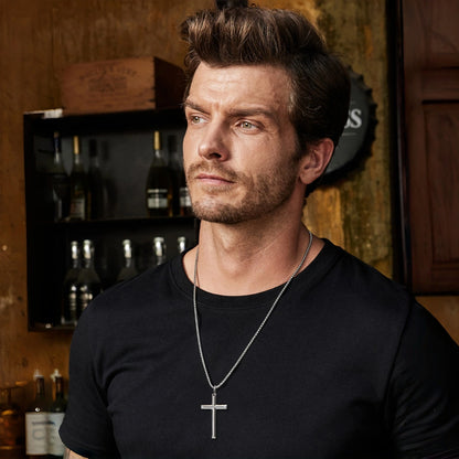 Sterling Silver Cross Pendant – White Gold Finish