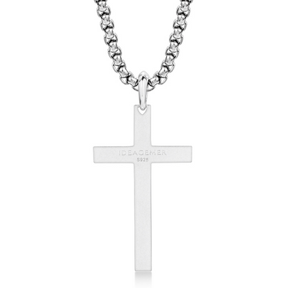 Sterling Silver Cross Pendant – White Gold Finish