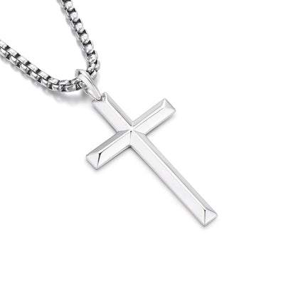 Sterling Silver Cross Pendant – White Gold Finish