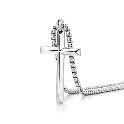 Sterling Silver Cross Pendant – White Gold Finish