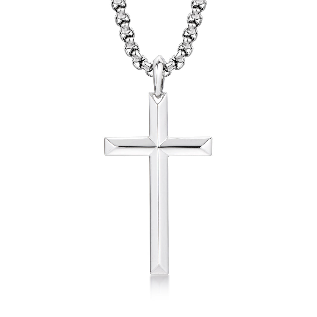 Sterling Silver Cross Pendant – White Gold Finish