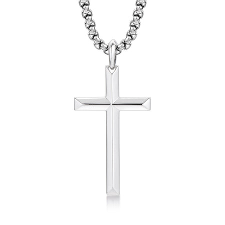 Sterling Silver Cross Pendant – White Gold Finish