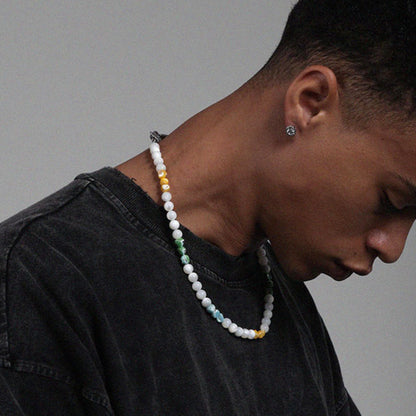 Multicolor Pearl Necklace – Silver Finish