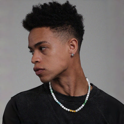 Multicolor Pearl Necklace – Silver Finish