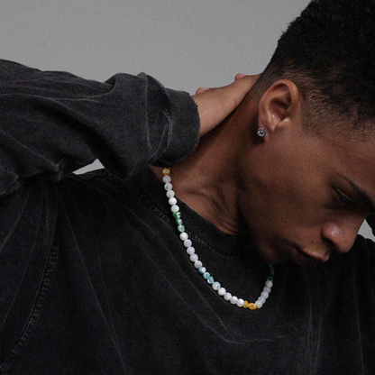 Multicolor Pearl Necklace – Silver Finish