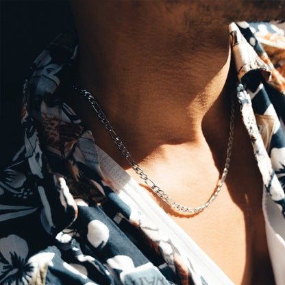 4mm Sterling Silver Figaro Chain – Rhodium Finish