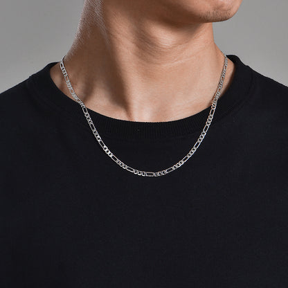 4mm Sterling Silver Figaro Chain – Rhodium Finish