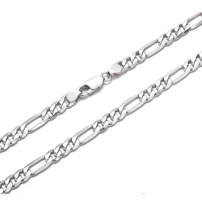 4mm Sterling Silver Figaro Chain – Rhodium Finish