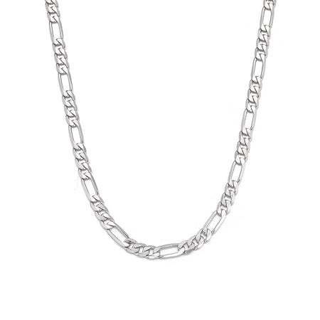 4mm Sterling Silver Figaro Chain – Rhodium Finish