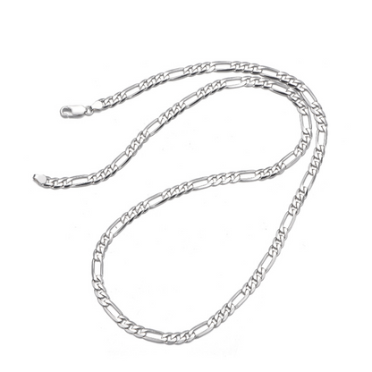4mm Sterling Silver Figaro Chain – Rhodium Finish