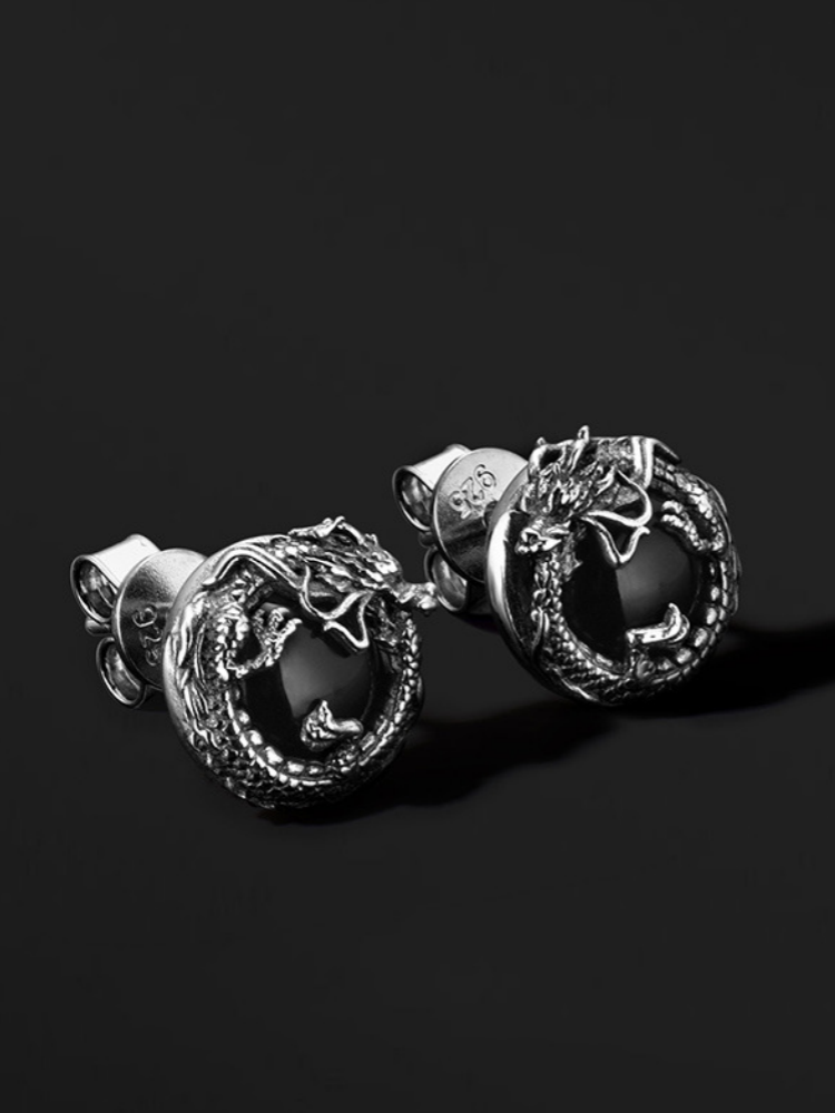 IDEAGEMER | Ouroboros Dragon Stud Earrings