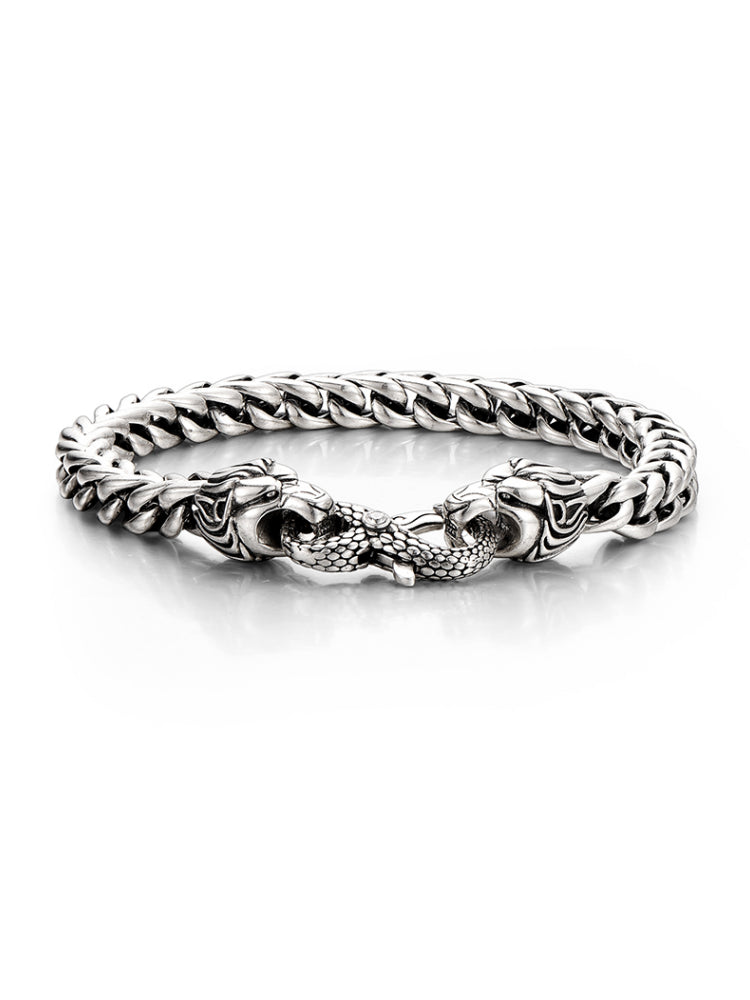 6mm S925 Double Lion Franco Chain Bracelet