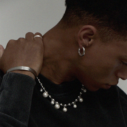 Mixed Pearl Beaded Necklace – Silver Finish