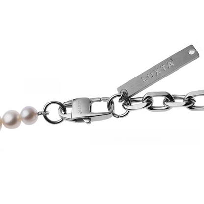 Paperclip Pearl Necklace – Silver Finish