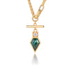 Sterling Silver Emerald Green Geometric Pendant – 14K Gold Finish