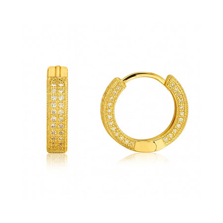 Iced Hoop Earrings – 14K Gold Finish