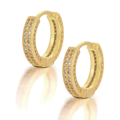 Iced Hoop Earrings – 14K Gold Finish