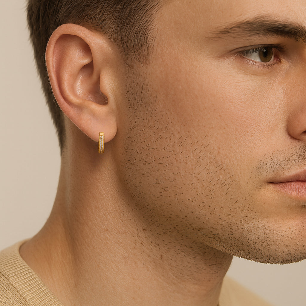 Iced Hoop Earrings – 14K Gold Finish