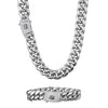 10mm Iced Cuban Link Chain Set – Silver Finish
