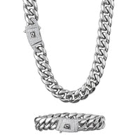 10mm Iced Cuban Link Chain Set – Silver Finish