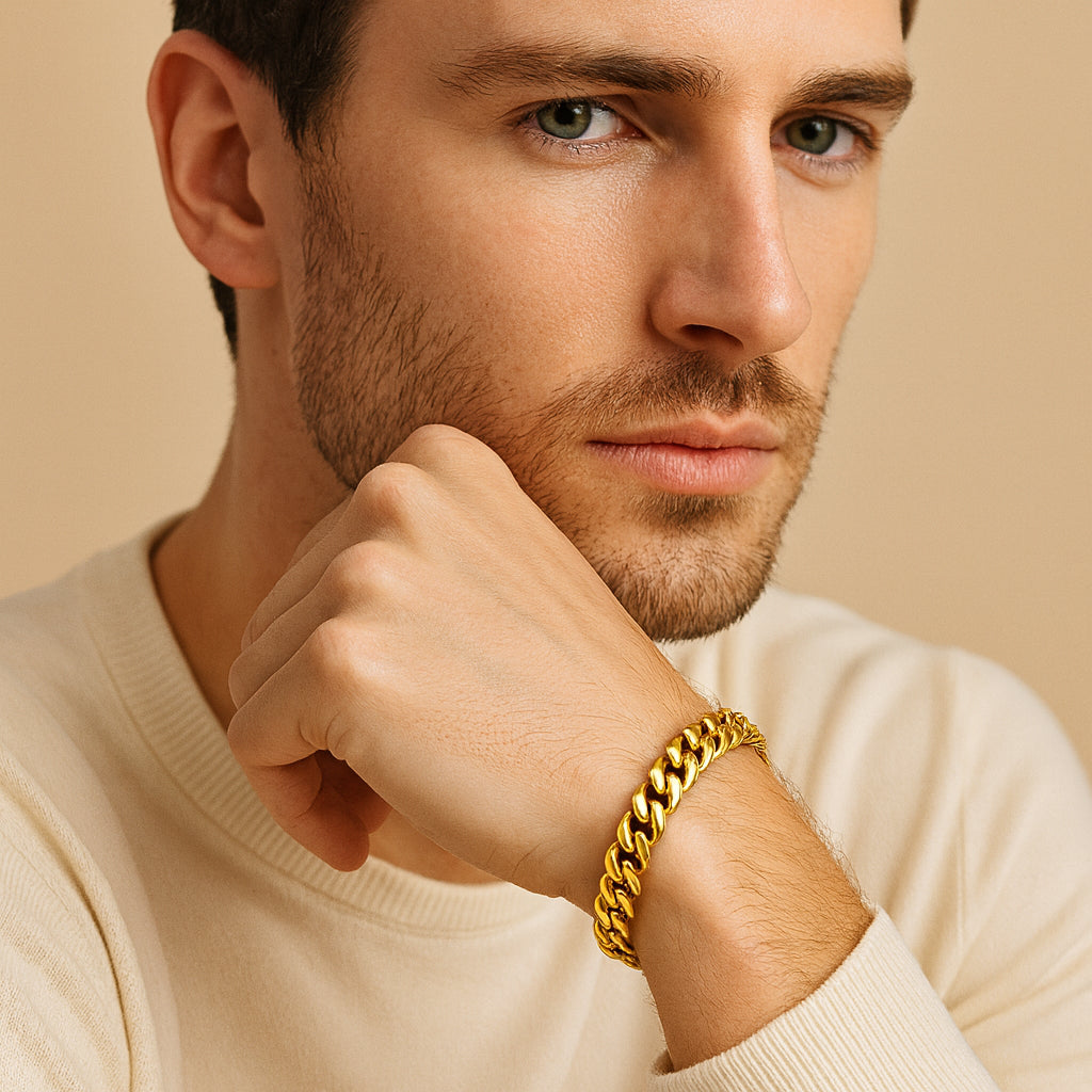 10mm Iced Cuban Link Bracelet – Gold Finish