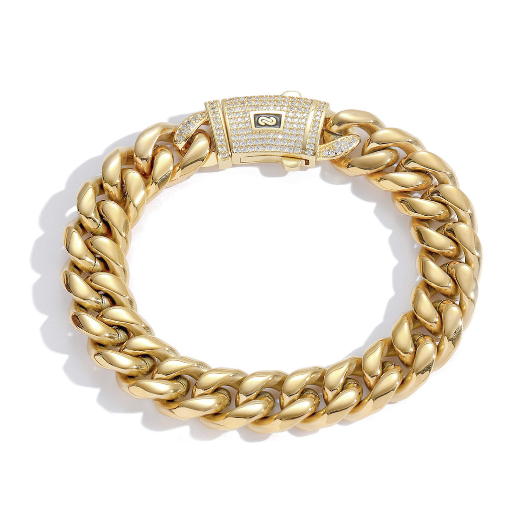 10mm Iced Cuban Link Bracelet – Gold Finish