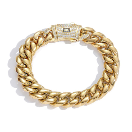 10mm Iced Cuban Link Bracelet – Gold Finish