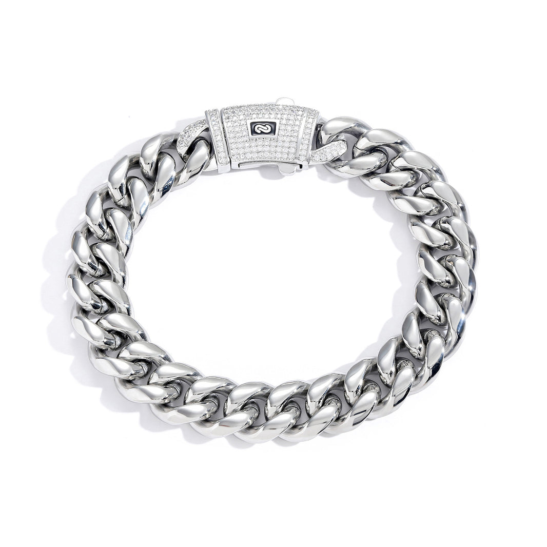 10mm Iced Cuban Link Bracelet – Silver Finish
