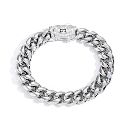 10mm Iced Cuban Link Bracelet – Silver Finish
