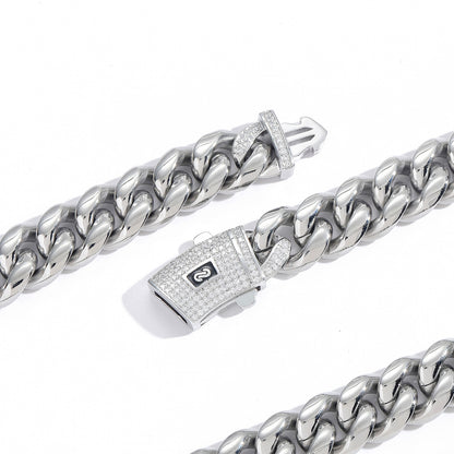10mm Iced Cuban Link Chain – Silver Finish