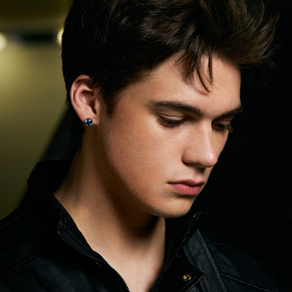 Sterling Silver Sapphire Blue Stud Earrings – Rhodium Finish