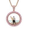 42mm Gold Plated Two-Sided Rotating Custom Photo Round Pendant with 5A CZ