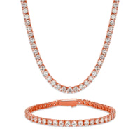 4mm Tennis Chain Set – Rose Gold Finish