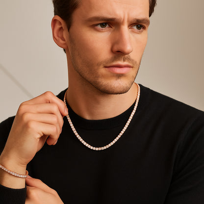 4mm Tennis Chain Set – Rose Gold Finish