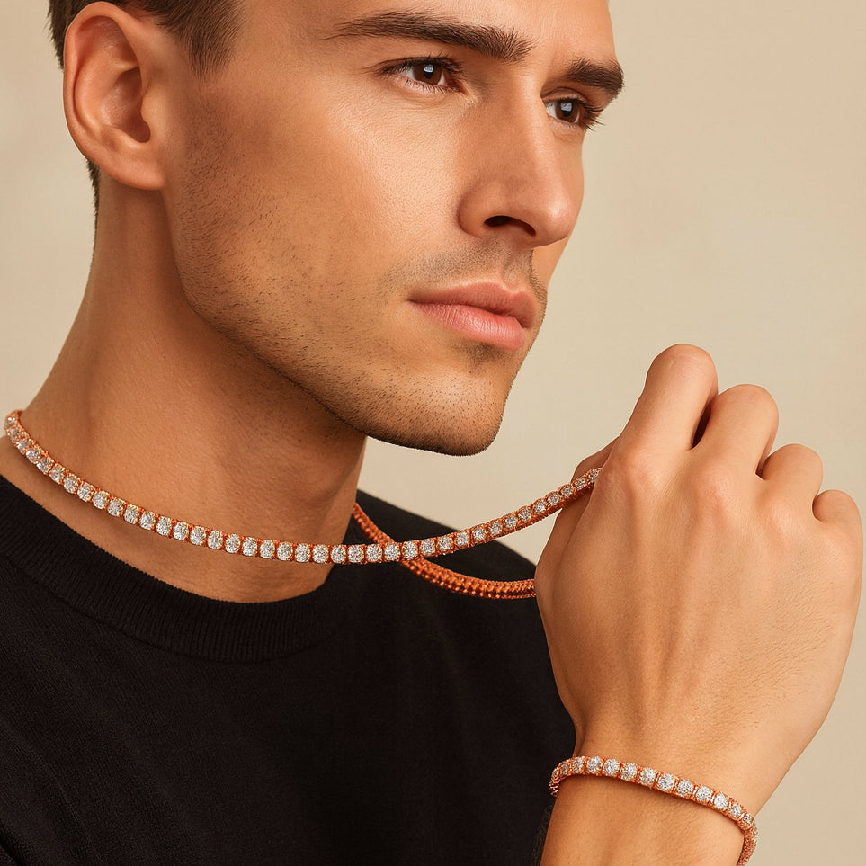 4mm Tennis Chain Set – Rose Gold Finish