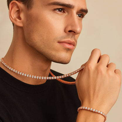 4mm Tennis Chain Set – Rose Gold Finish