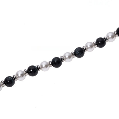 Tiger’s Eye and Pearl Necklace – Silver Finish