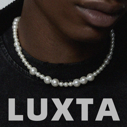 Offset Pearl Necklace – Silver Finish