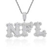 Custom Iced Out Bubble Letter Name Pendant – White Gold Finish