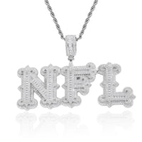 Custom Iced Out Bubble Letter Name Pendant – White Gold Finish