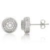 Double Halo Iced Round Stud Earrings – Sterling Finish