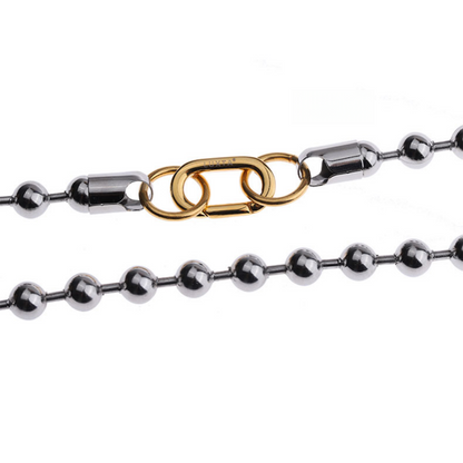 Two-Tone Beaded Necklace – Silver Finish