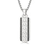 Sterling Silver Iced Bar Pendant – White Gold Finish